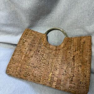 Jessica McClintock Tan Cork Handbag with Gold Accents